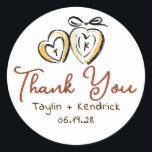 Whimsical Hand Drawn Locket Wedding Thank You Runt Klistermärke<br><div class="desc">Funky whimsical hand-drawn locket heart wedding thank you stickers</div>