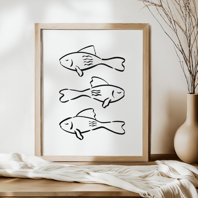 Whimsical Hand-Drawn Mediterranean Fish Art Poster (Skapare uppladdad)