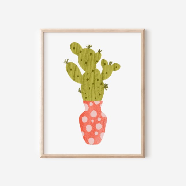 Whimsical Hand-Drawn Potted Cactus Art Poster (Skapare uppladdad)
