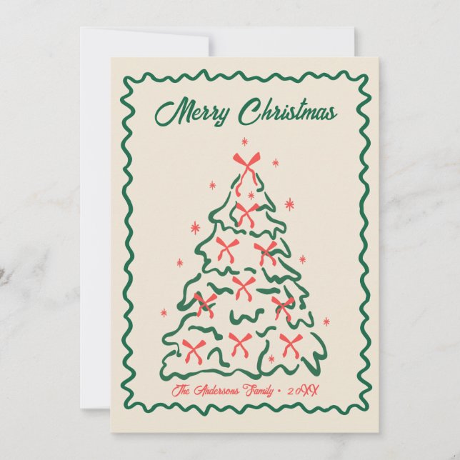 Whimsical Hand Drawn Quirky Merry Christmas Photo  Julkort (Framsida)