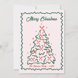 Whimsical Hand Drawn Quirky Merry Christmas Photo Julkort