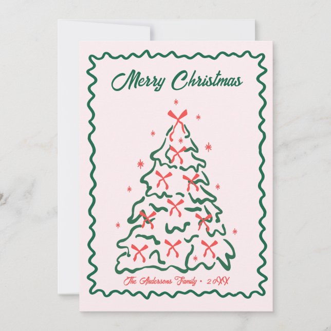 Whimsical Hand Drawn Quirky Merry Christmas Photo  Julkort (Framsida)