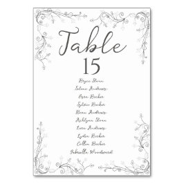 Whimsical Hand Drawn Script Wedding Seating Plan Bordsnummer