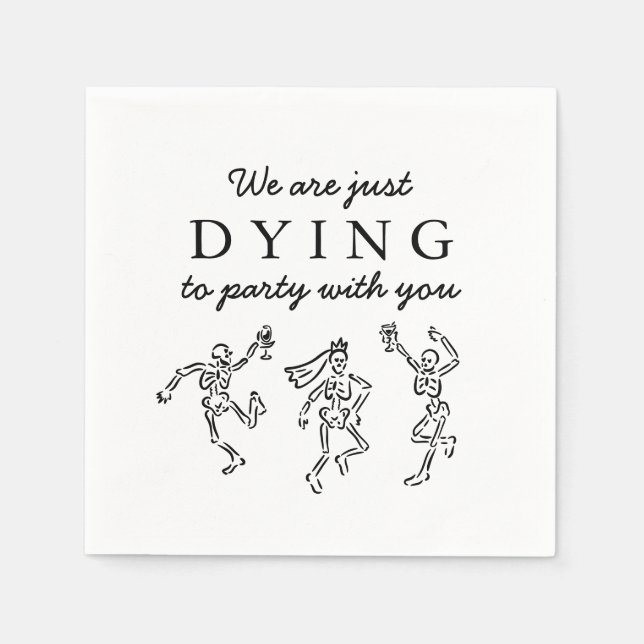 Whimsical Hand Drawn Skeletons Halloween Party Pappersservett (Framsidan)