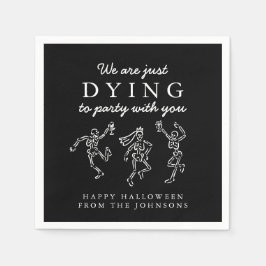 Whimsical Hand Drawn Skeletons Halloween Party Pappersservett