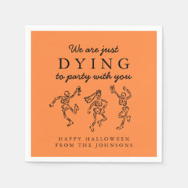 Whimsical Hand Drawn Skeletons Halloween Party Pappersservett