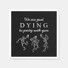 Whimsical Hand Drawn Skeletons Halloween Party Pappersservett