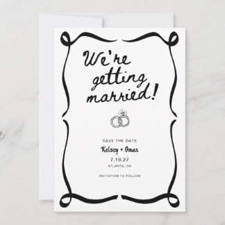 Whimsical Hand Drawn We're Getting Married  Inbjudningar