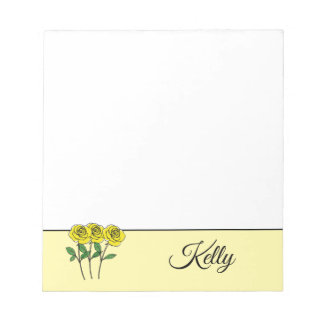 Whimsical Hand Drawn Yellow Roses Anteckningsblock