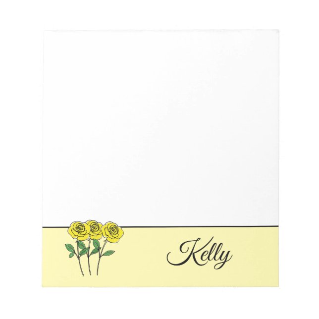 Whimsical Hand Drawn Yellow Roses Anteckningsblock (Framsida)