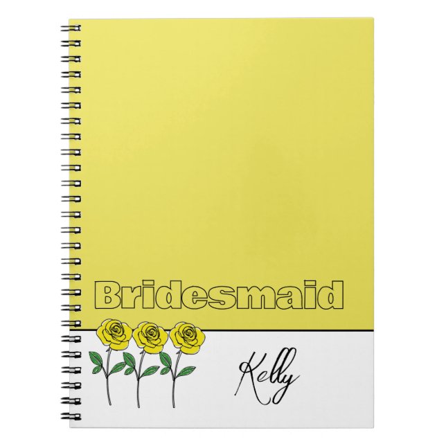 Whimsical Hand Drawn Yellow Roses Anteckningsbok (Framsidan)