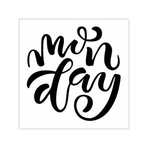 Whimsical Hand Lettered måndag-skript Självfärgande Stämpel