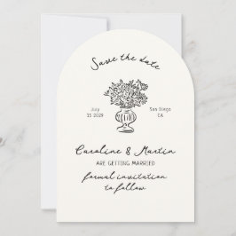 Whimsical, Hand plockade arch bröllop spara datum Inbjudningar
