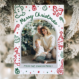 Whimsical Hand plockade Arch Photo God jul Julkort