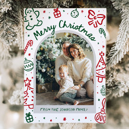 Whimsical Hand plockade Arch Photo God jul Julkort