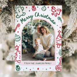 Whimsical Hand plockade Arch Photo God jul Julkort