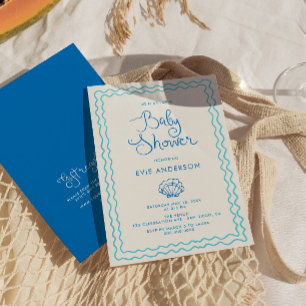 Whimsical Hand plockade Beach Baby Shower Inbjudningar