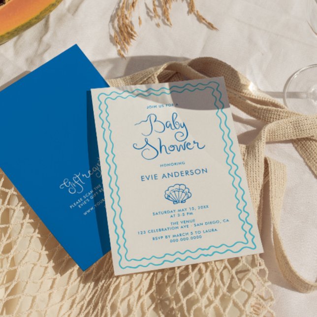 Whimsical Hand plockade Beach Baby Shower Inbjudningar (Skapare uppladdad)