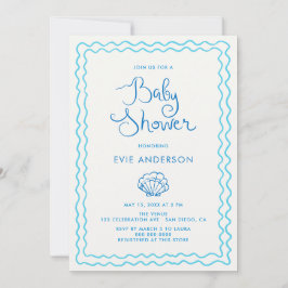 Whimsical Hand plockade Beach Baby Shower Inbjudningar