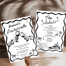 Whimsical Hand plockade Black Cocktail Bachelorett