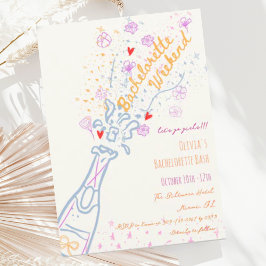 Whimsical Hand plockade Blommigt Bachelorette Helg Inbjudningar