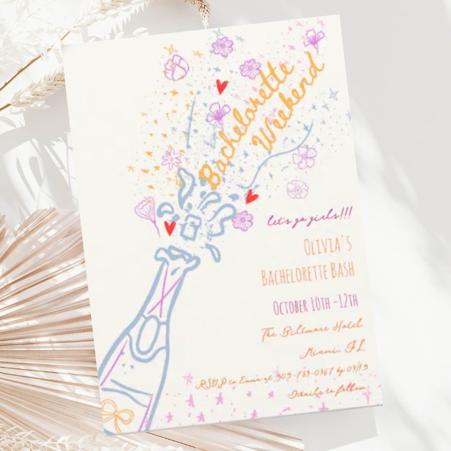 Whimsical Hand plockade Blommigt Bachelorette Helg Inbjudningar (Skapare uppladdad)
