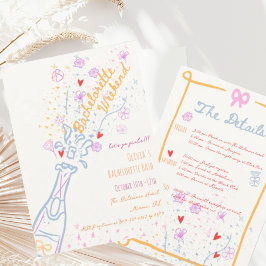 Whimsical Hand plockade Blommigt Bachelorette Helg Inbjudningar