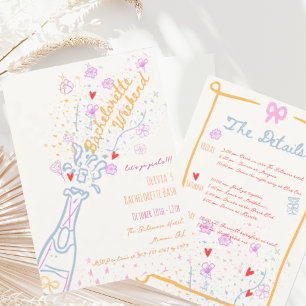 Whimsical Hand plockade Blommigt Bachelorette Helg Inbjudningar