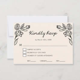 Whimsical Hand plockade Blommigt Bröllop OSA Card Kort