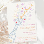 Whimsical Hand plockade Blommigt Scribble Möhippa  Inbjudningar<br><div class="desc">I det här trendiget illustrerade hand plockade en brunchinbjudan till möhippa med en burk champagne flaska-blommor och konetti. Den visuella och snabba utformningen omfattar handskrivna teckensnitt och firande-dockor. Pastel färg med dammiga blå toner för en roligt och modern stationär insamling av bröllop.</div>