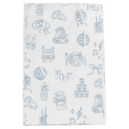 Whimsical Hand plockade Blue Illustrated Bröllop