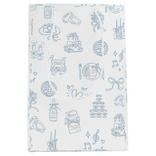 Whimsical Hand plockade Blue Illustrated Bröllop