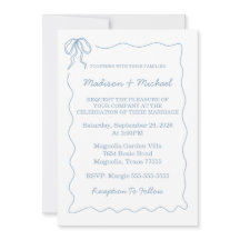 Whimsical Hand plockade Blue Illustrated Bröllop