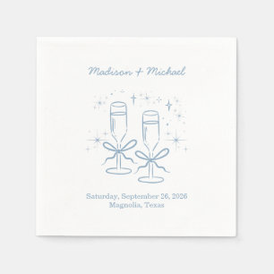 Whimsical Hand plockade Blue Illustrated Bröllop Pappersservett