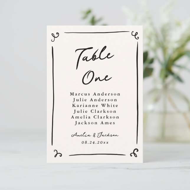 Whimsical Hand plockade Bord Card Inbjudningar (Stående Fram)