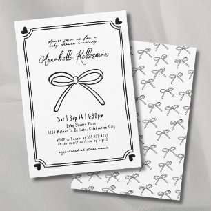 Whimsical Hand plockade Bow Baby Shower Inbjudningar