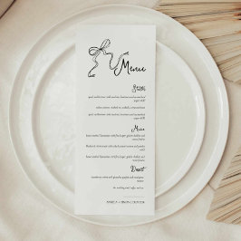 Whimsical Hand plockade Bow Bröllop Menu Meny