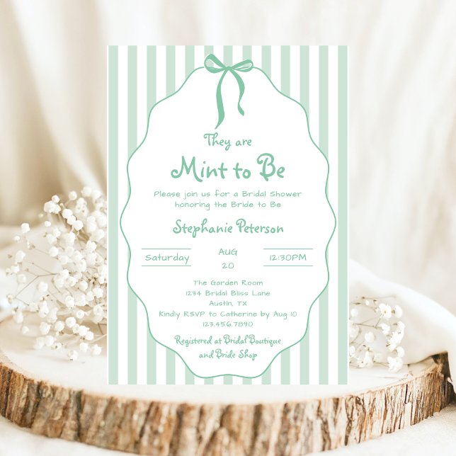 Whimsical Hand plockade Bow Mint to be Möhippa Inbjudningar (Skapare uppladdad)