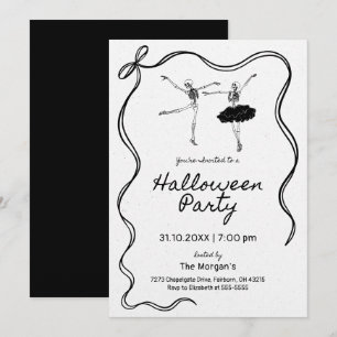 Whimsical Hand plockade Bow Ram Skeleton Halloween Inbjudningar