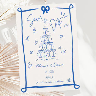 Whimsical Hand plockade Bow Scribble Save Date Inbjudningar