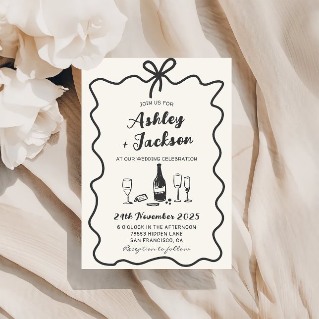 Whimsical Hand plockade Bow Wedding bjudande Inbjudningar (Skapare uppladdad)