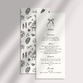 Whimsical, Hand plockade Bröllop Flat Menu Meny