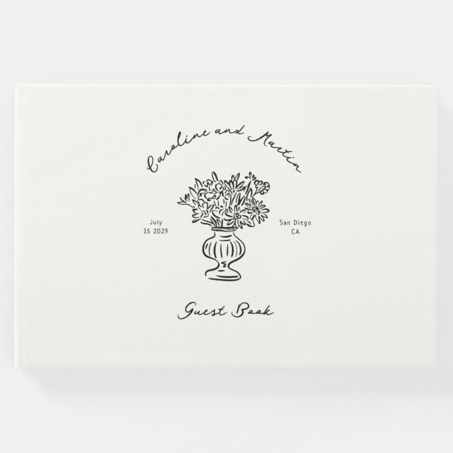 Whimsical, hand plockade bröllop gästböcker (Framsida)