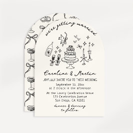 Whimsical, hand plockade bröllop inbjudningar