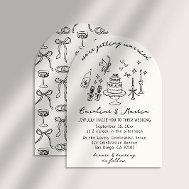 Whimsical, hand plockade bröllop inbjudningar