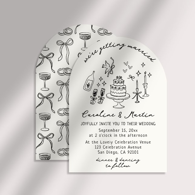 Whimsical, hand plockade bröllop inbjudningar (Skapare uppladdad)