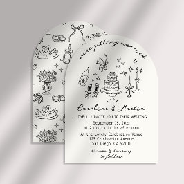 Whimsical, hand plockade bröllop inbjudningar