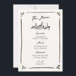 Whimsical Hand plockade Bröllop Menu Inbjudningar<br><div class="desc">Denna förtjusande utformning har hand plockade inslag och en viskös text.</div>