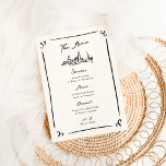 Whimsical Hand plockade Bröllop Menu Meny<br><div class="desc">Denna förtjusande utformning har hand plockade inslag och en viskös text.</div>