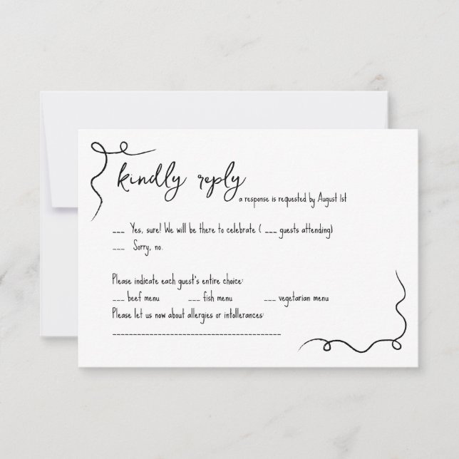 Whimsical hand plockade Bröllop OSA Card Inbjudningar (Framsida)